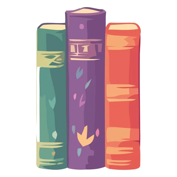 Στοίβα Εγχειριδίων Στη Βιβλιοθήκη Για Μελέτη Απομονωμένων Βιβλίων — Διανυσματικό Αρχείο