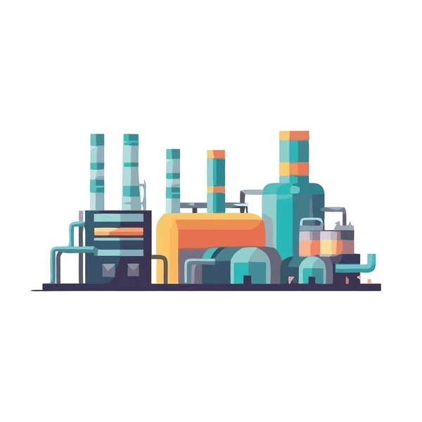 工业机械和烟囱污染环境 — 图库矢量图片