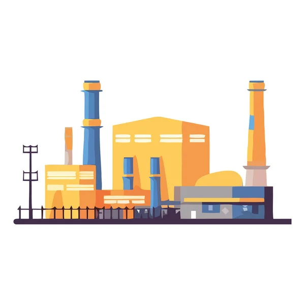Smokestacks Belching Pollution Industrial Factories Isolated — Stock Vector