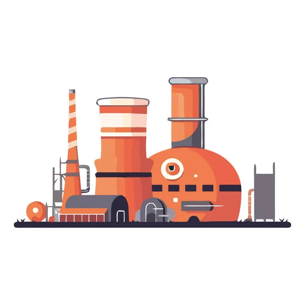 Heavy Machinery Working Steel Refinery Industry Isolated — Stock Vector