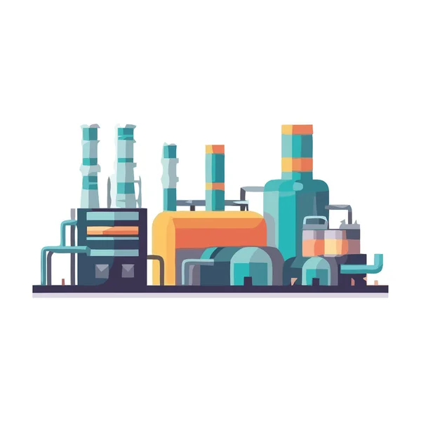Industrial Cityscape Factories Chimneys Pollution Isolated — Stock Vector