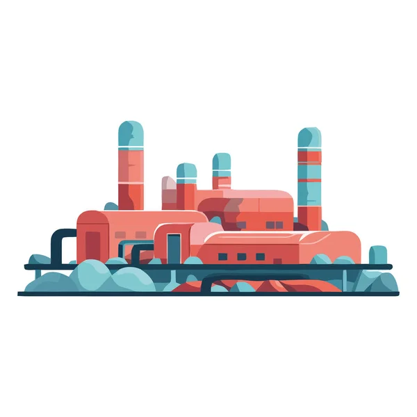 工厂机械用浓烟隔离污染城市景观 — 图库矢量图片