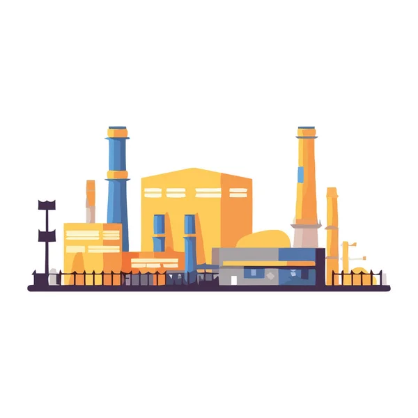 Industrial Cityscape Symbolizes Pollution Environmental Danger Isolated — Stock Vector