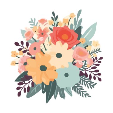 Çiçekli aşk buketi, izole edilmiş doğa kutlaması hediyesi.