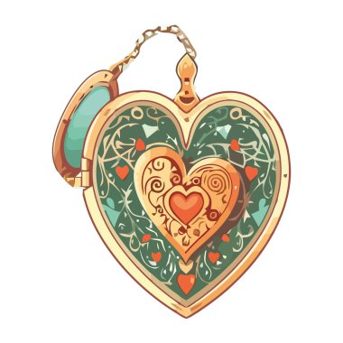 Altın kalp izole aşkı simgeler.