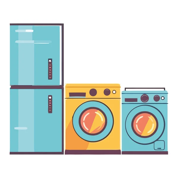 Moderne Apparaten Symboliseren Het Geïsoleerde Huishoudelijk Leven Geïsoleerde Technologie — Stockvector