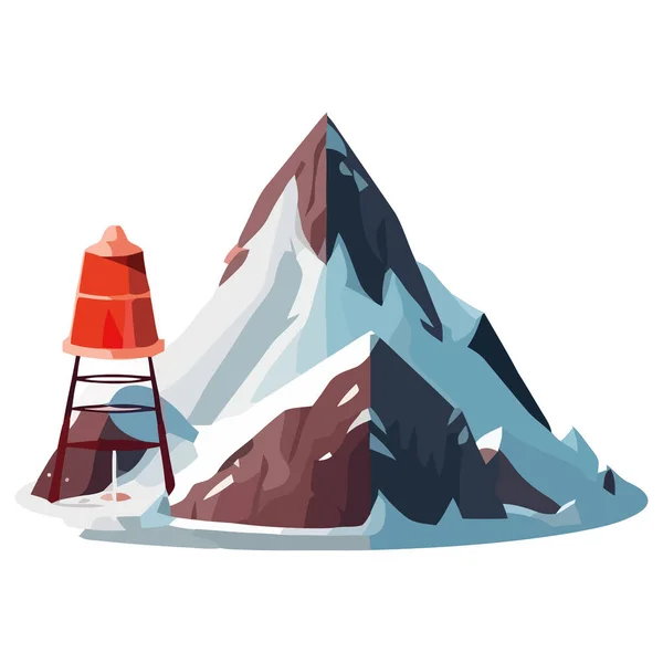 Mountain Topp Siluett Symboliserar Vintern Äventyr Utomhus Isolerad — Stock vektor