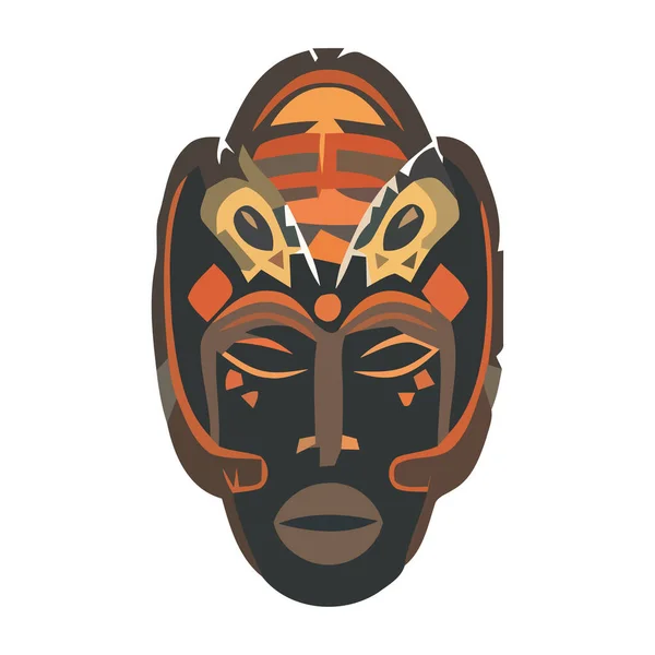 Antica Maschera Simboleggia Cultura Africana Tradizione Isolata — Vettoriale Stock