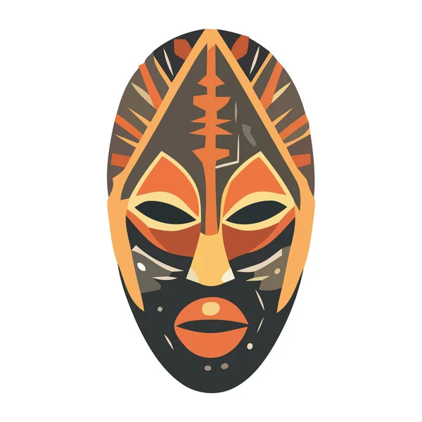 Maschere Ornate Indigene Simboleggiano Spiritualità Isolata — Vettoriale Stock