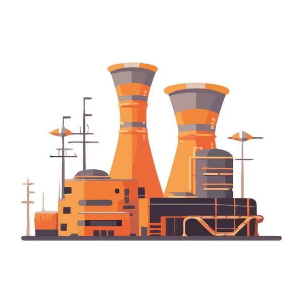 Industrieanlage Erzeugt Umweltverschmutzung Durch Isolierte Fossile Brennstoffe — Stockvektor