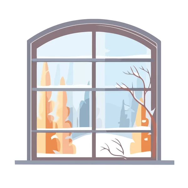 Winterwald Landschaft Illustration Mit Schnee Und Bäumen Isoliert — Stockvektor