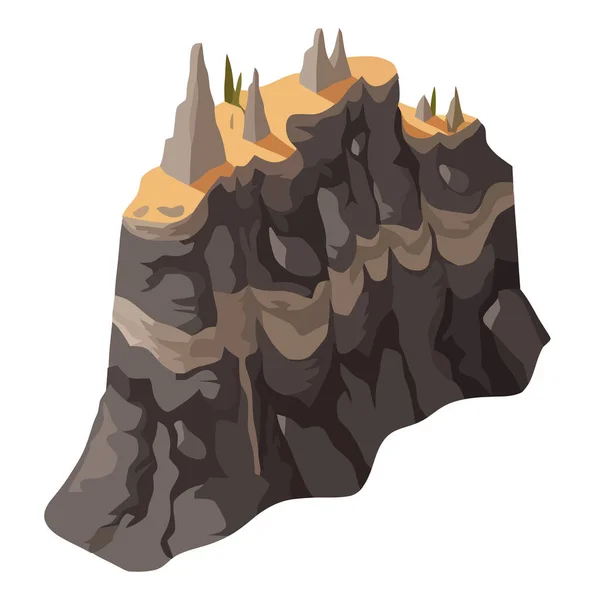 孤立的山区轮廓 孤立的开采花岗岩材料冒险 — 图库矢量图片