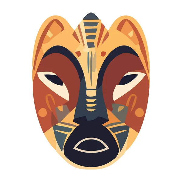 Rdzenna Kultura Tiki Maska Symbolizuje Starożytną Tradycję Izolowane — Wektor stockowy
