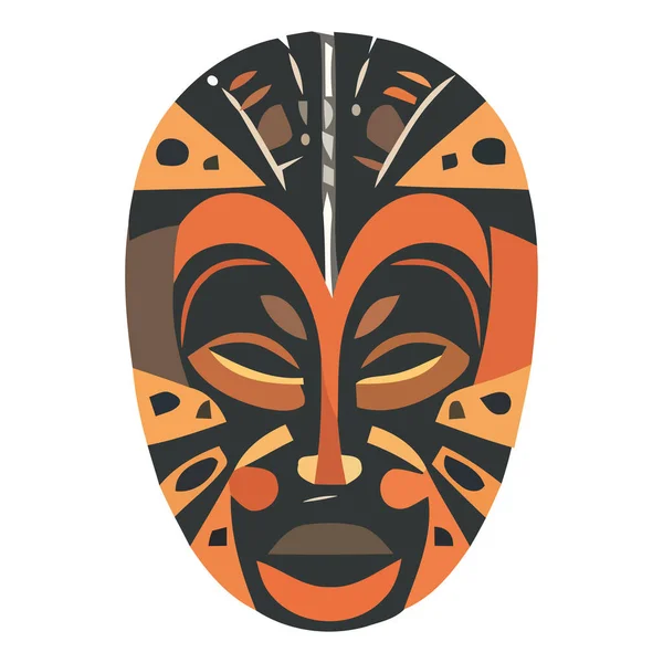 Cultura Indígena Simbolizada Máscara Tiki Ornamentada Isolada —  Vetores de Stock