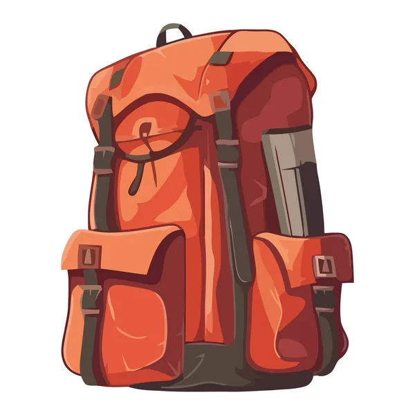 Backpacker Portando Attrezzature Avventura Escursioni Estive Isolato — Vettoriale Stock