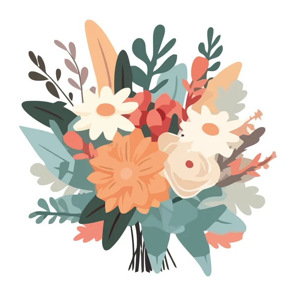 Beauté Nature Dans Bouquet Multicolore Isolé — Image vectorielle