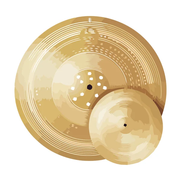 Guld Trumma Cymbaler Instrument Ikoner Isolerade — Stock vektor