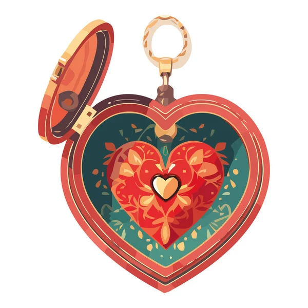 Αγάπη Γιορτή Σχήμα Καρδιάς Ρολόι Τσιμπούρια Χειμώνα Γάμο Απομονωμένη — Διανυσματικό Αρχείο