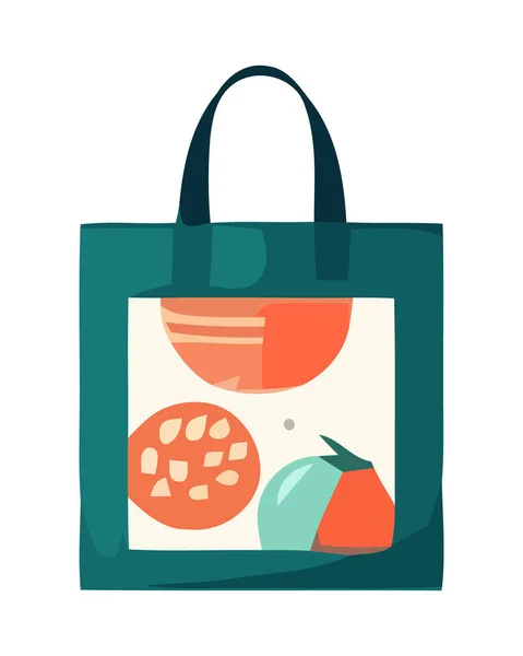 Einkaufstasche Mit Bio Lebensmitteln Isoliert — Stockvektor