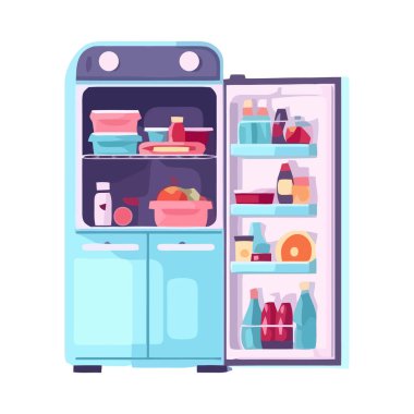 Modern kitchen appliance fridge, cooler isolated clipart