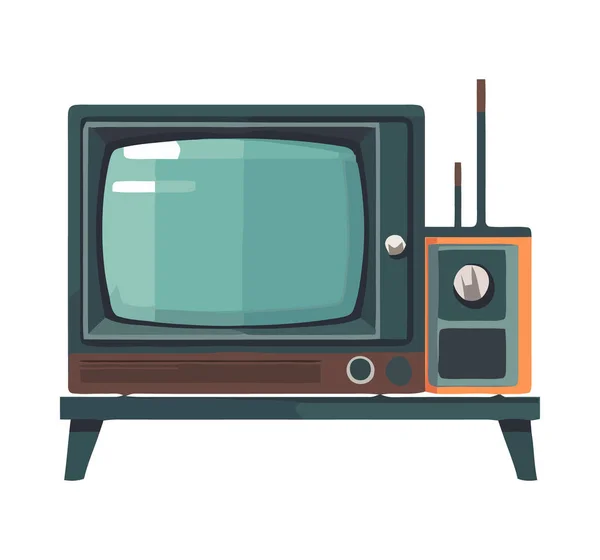 Télévision Antique Design Seul Objet Isolé — Image vectorielle