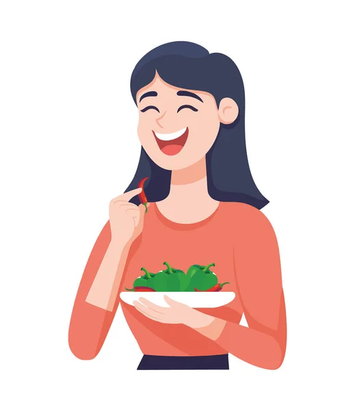 Smiling Women Cooking Fresh Vegetarian Gourmet Meal Isolated — Stock Vector