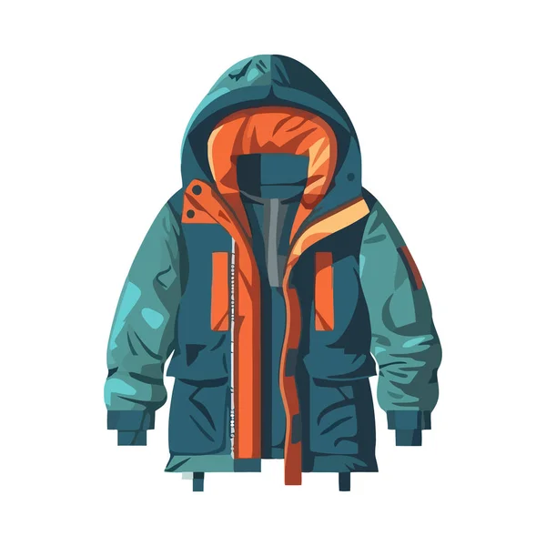 Hooded Jas Voor Winter Mode Wandelen Buiten Geïsoleerd — Stockvector
