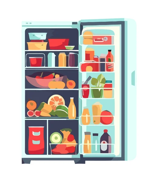 Изолированная Коллекция Свежих Продуктов Современном Дизайне Холодильника — стоковый вектор
