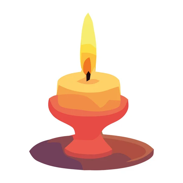 Płonąca Świeca Symbolizuje Celebrację Miłość Duchowość Odizolowanych — Wektor stockowy