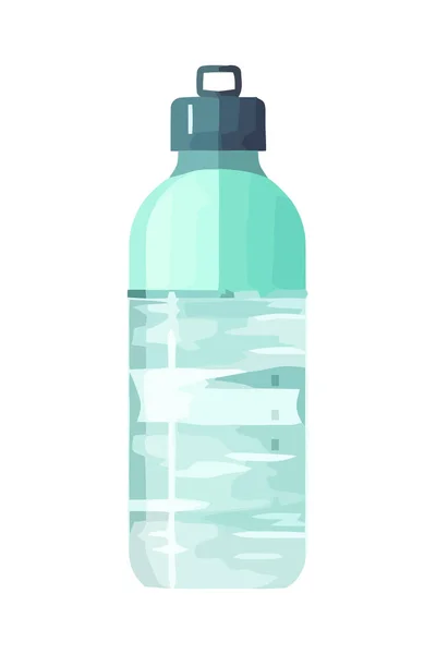 透明的塑料水瓶 蓝色瓶盖隔离 — 图库矢量图片