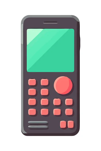 Teléfono Celular Con Dispositivo Botones Rojos Aislado — Vector de stock