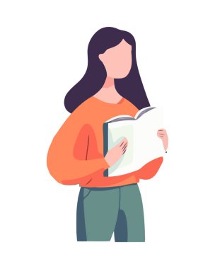 Kütüphanede ders kitabı okuyan genç izole