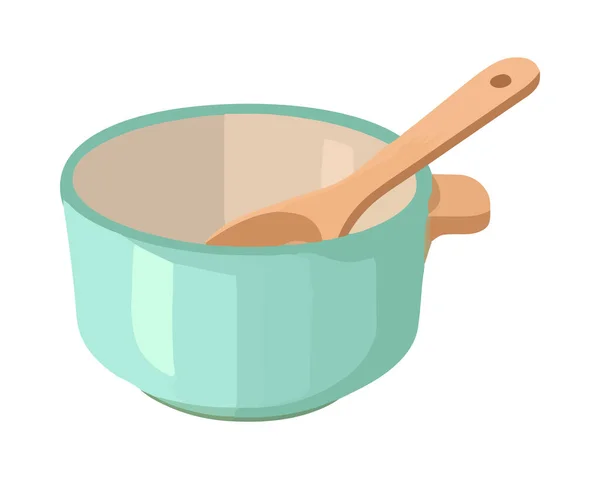 Organic Soup Bowl Ladle Isolated — Stock Vector