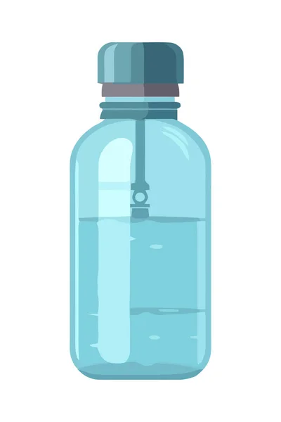 Flacon Médicament Transparent Avec Illustration Liquide Bleu Isolé — Image vectorielle