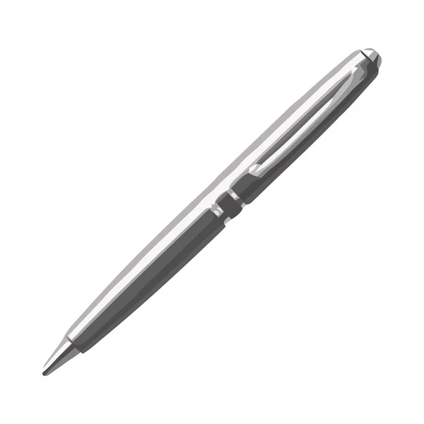Beyaz Izole Edilmiş Metal Tükenmez Kalem — Stok Vektör