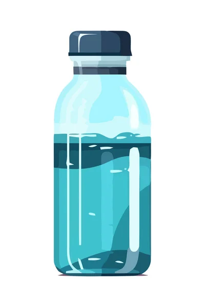 Прозора Пластикова Пляшка Синьою Рідиною Ізольована — стоковий вектор