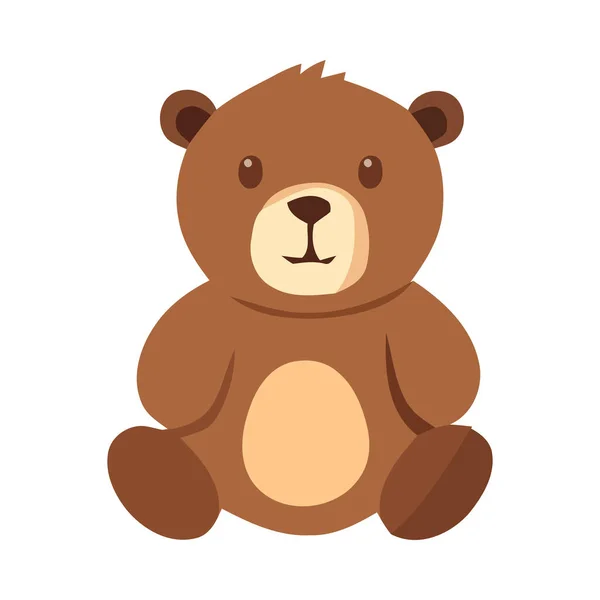 Urso Pelúcia Bonito Sentado Sorrindo Isolado —  Vetores de Stock