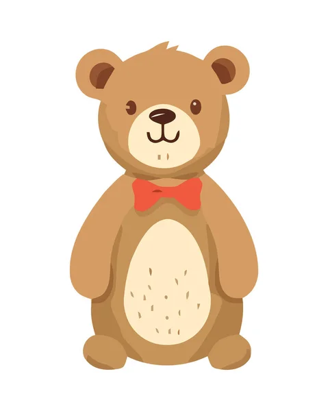 Urso Pelúcia Bonito Sentado Natureza Sorrindo Isolado —  Vetores de Stock