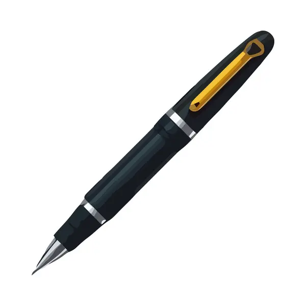 Μεταλλική Πένα Μαύρο Μελάνι Εικονίδιο Απομονωμένο — Διανυσματικό Αρχείο