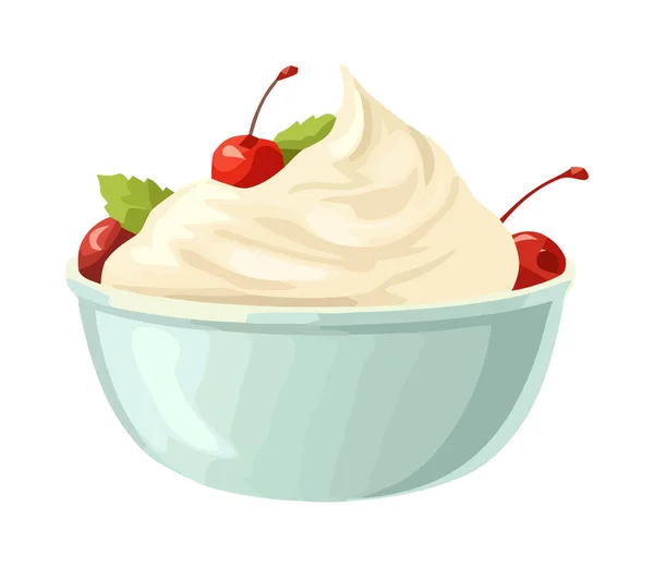Crème Fouettée Baies Top Dessert Sucré Isolé — Image vectorielle