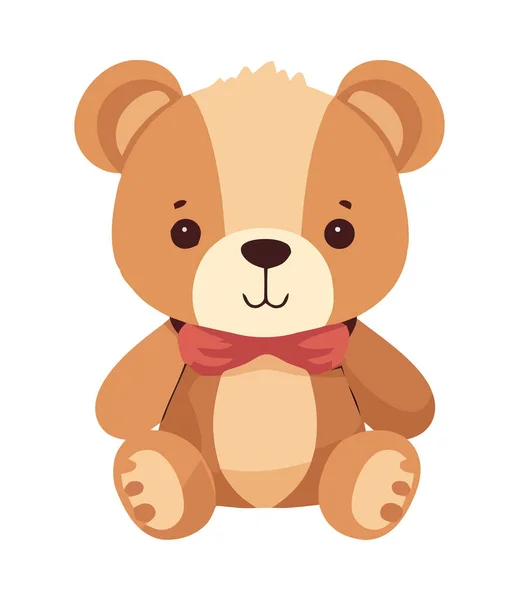 Urso Pelúcia Sorridente Sentado Personagem Isolado —  Vetores de Stock
