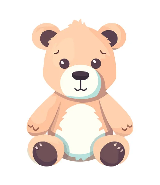 Teddybär Sitzt Spielzeugikone Isoliert — Stockvektor