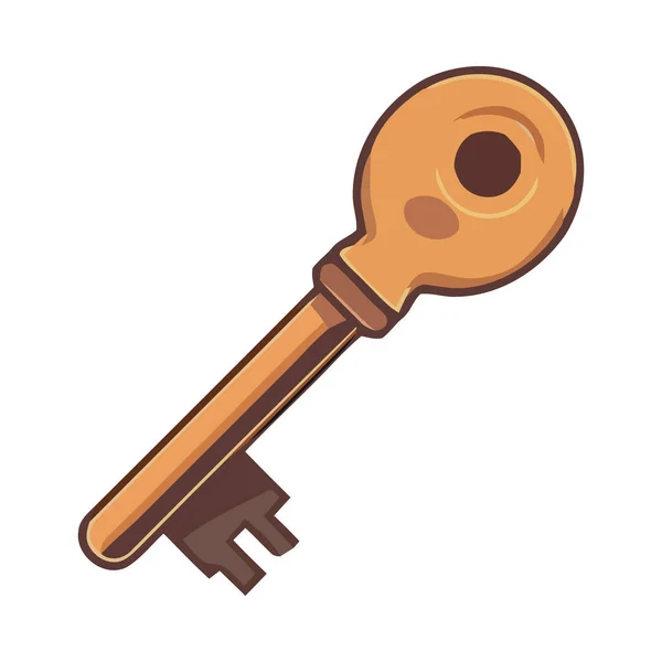 Золотой Ключ Дверь Ретро Стиль Изолирован — стоковый вектор