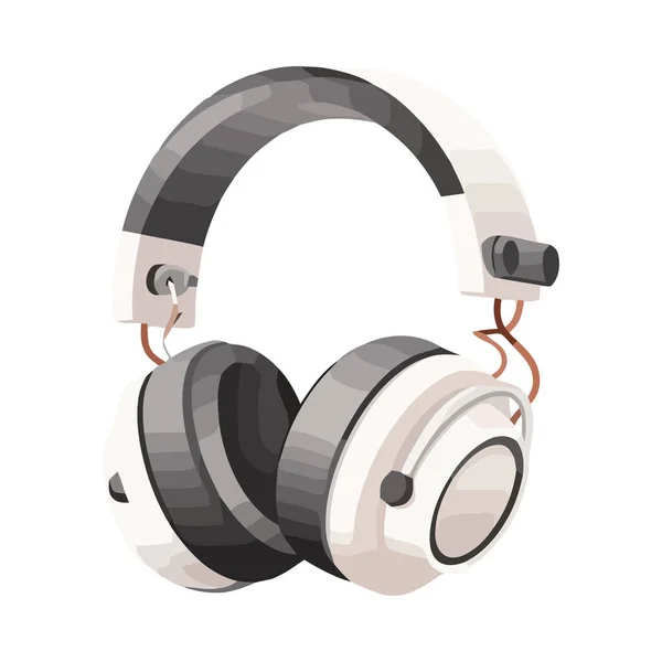 White Modern Headphone Symbolize Technology Isolated — Stock Vector