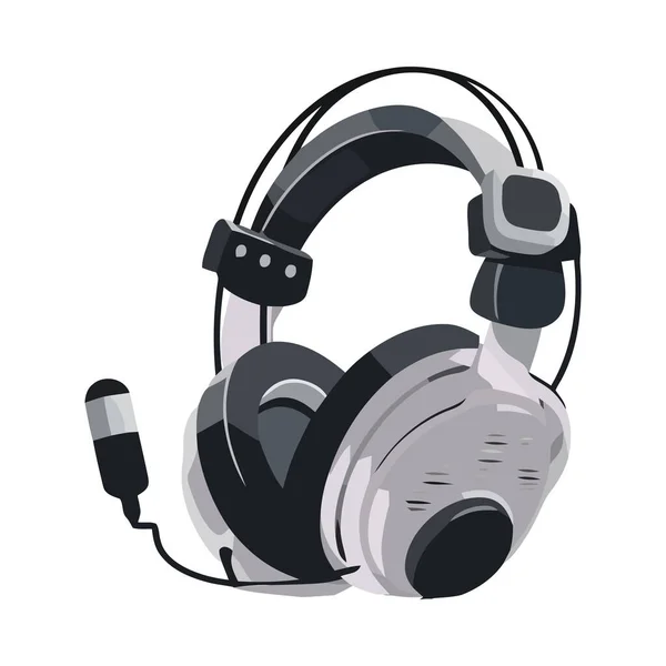 Headphones Modernos Com Dispositivo Microfone Isolado — Vetor de Stock