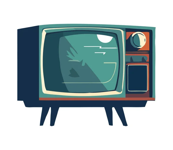 Televisão Moda Antiga Com Botão Sintonizador Analógico Isolado —  Vetores de Stock