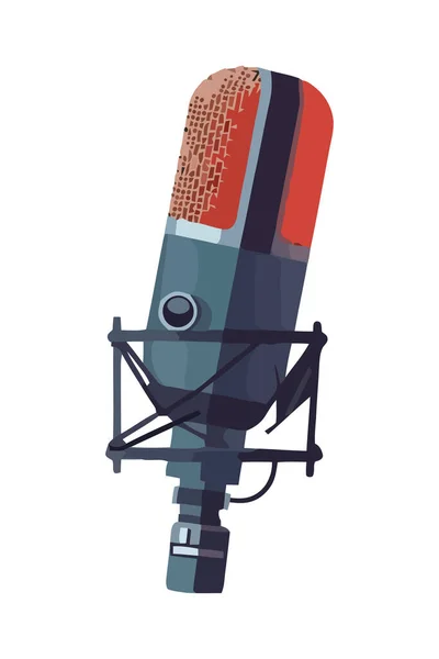 Красный Профессиональный Микрофон Аудио Устройство Изолировано — стоковый вектор
