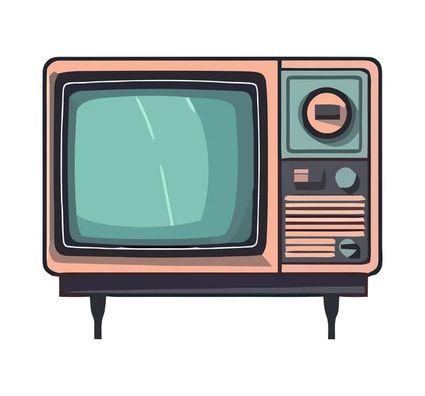 Televisão Antiga Com Botão Sintonizador Analógico Isolado — Vetor de Stock