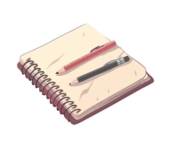 Cuaderno Con Lápices Suministros Escuela Aislada — Vector de stock