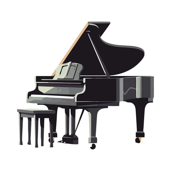 Μεγάλο Πιάνο Σιλουέτα Όργανο Εικονίδιο Απομονωμένο — Διανυσματικό Αρχείο